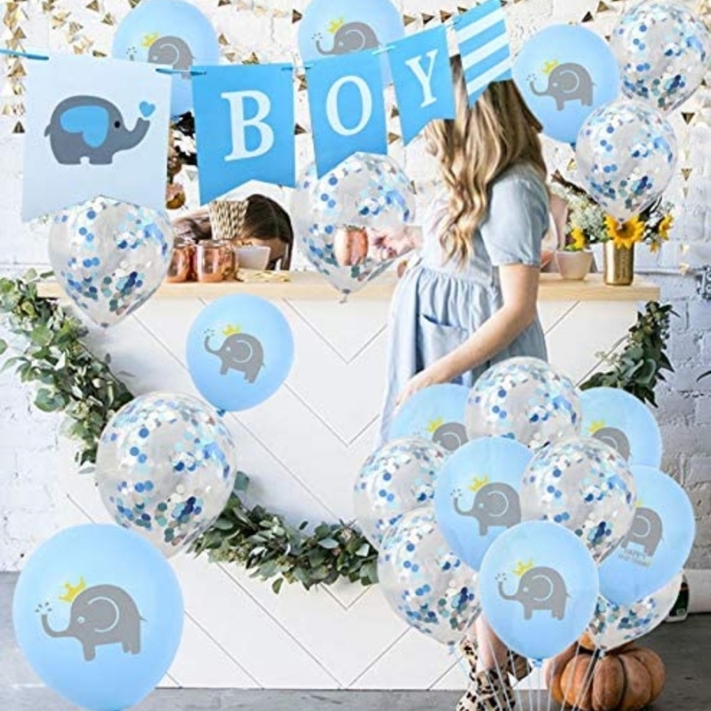 Elephant Baby Shower Decorations 22-12 Inch Confetti Elephant Latex Ball…